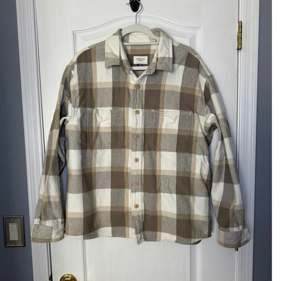 AMERICAN EAGLE MENS TAN PLAIN SHACKET- Large - Picture 1 of 7